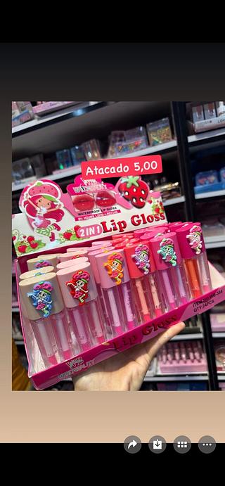 lip gloss 2em1 moranguinho cx com 24
