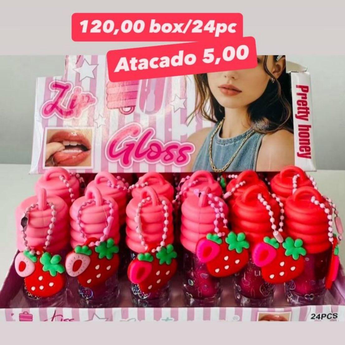 Gloss Labial Morango Pretty Honey com Chaveiro