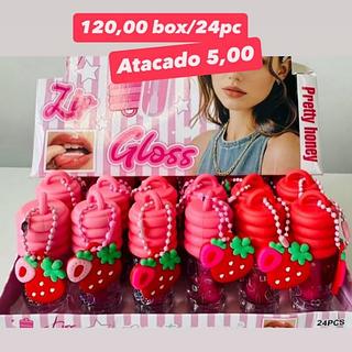 Gloss Labial Morango Pretty Honey com Chaveiro