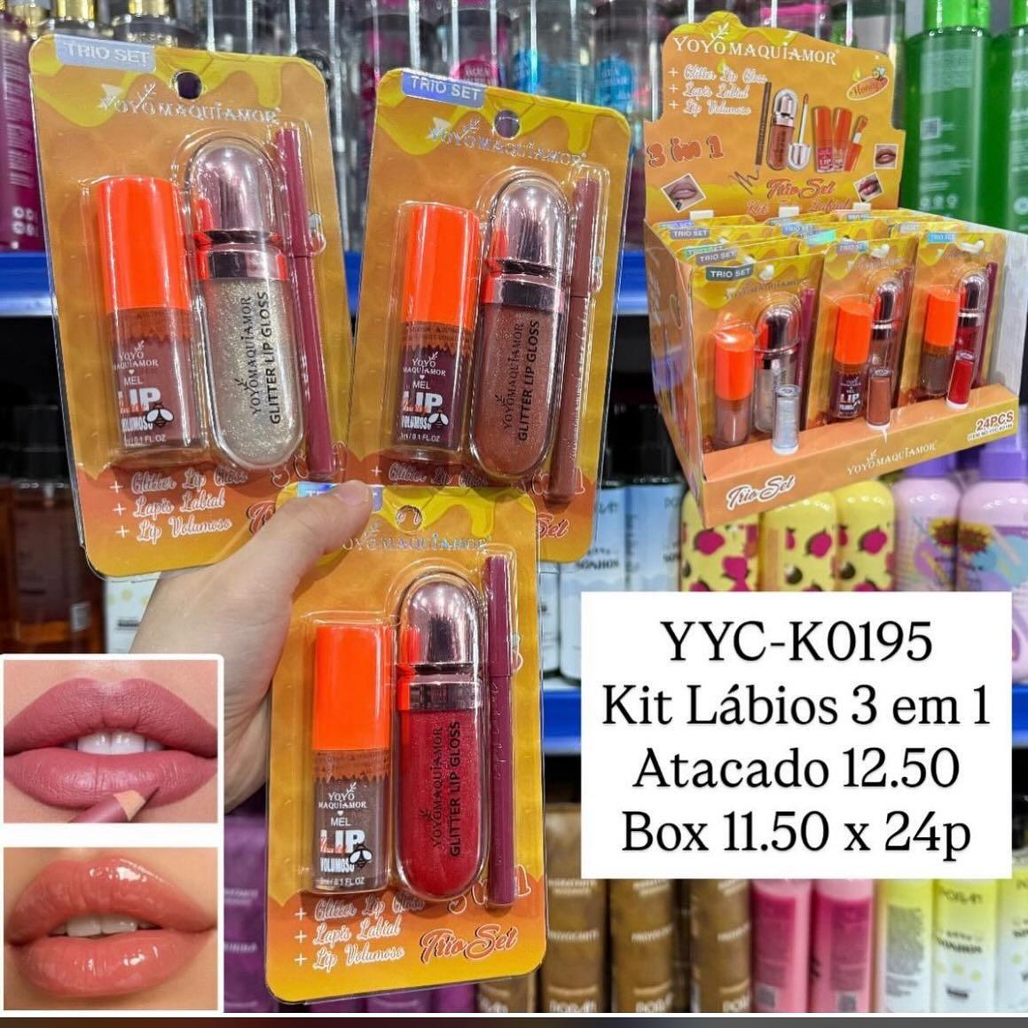 Kit Lábios 3 em 1 Yoyo Maquiamor YYC-K0195