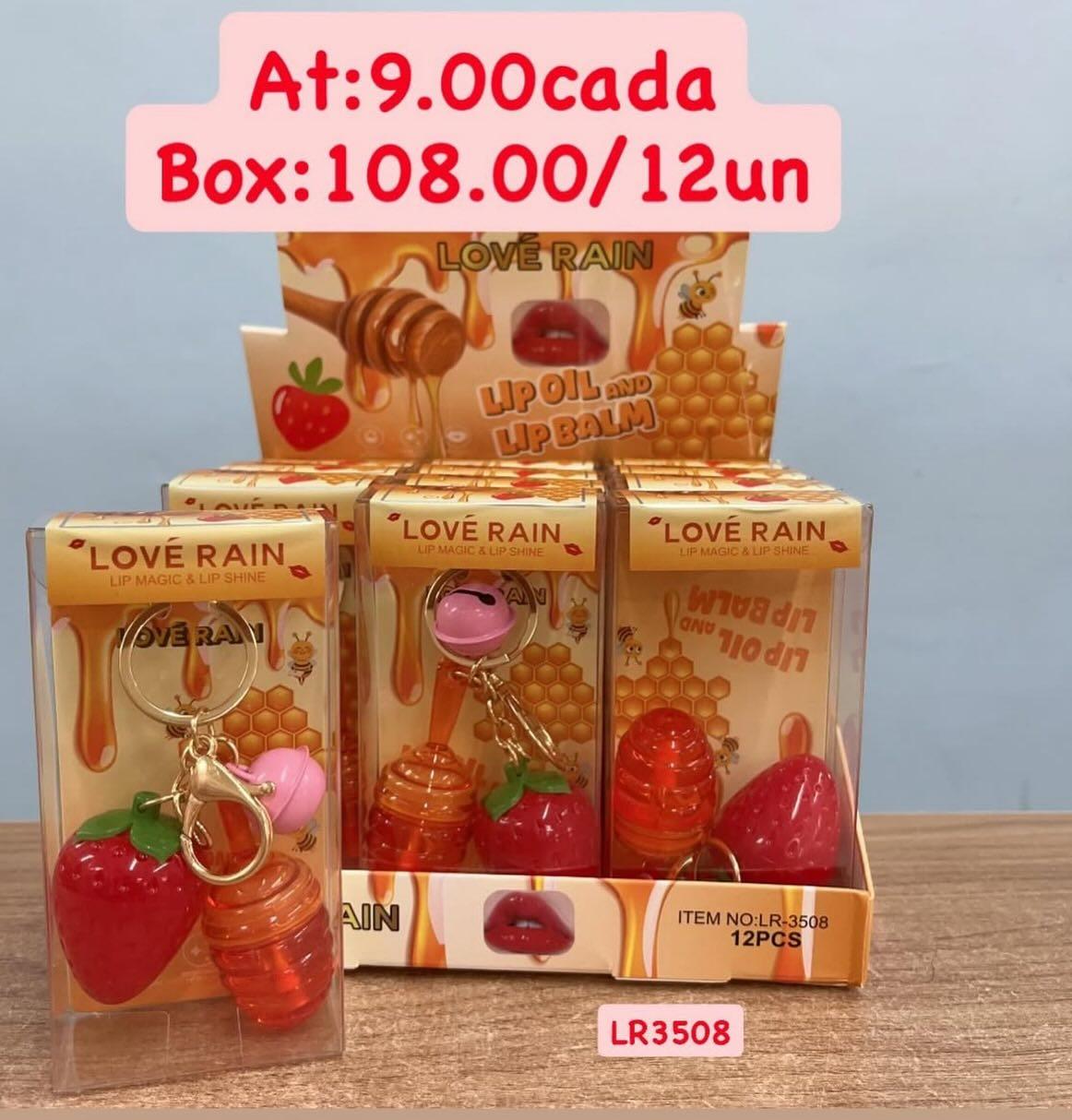 Lip Oil e Lip Balm Love Rain Morango do Amor LR-3508