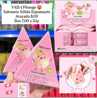 Sabonete Sólido Espumante Hello Mini Peach Cheese Y421-1