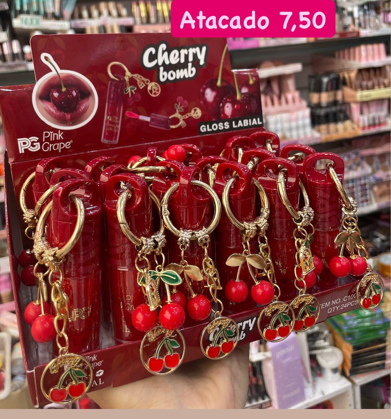 Gloss Labial Cherry Bomb Pink Grape com Chaveiro