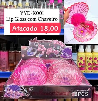 Lip Gloss com Chaveiro Yoyoumake Love KISS YYD-K001