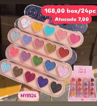 Paleta de Glitter em Formato de Coração Só Cute MY8524