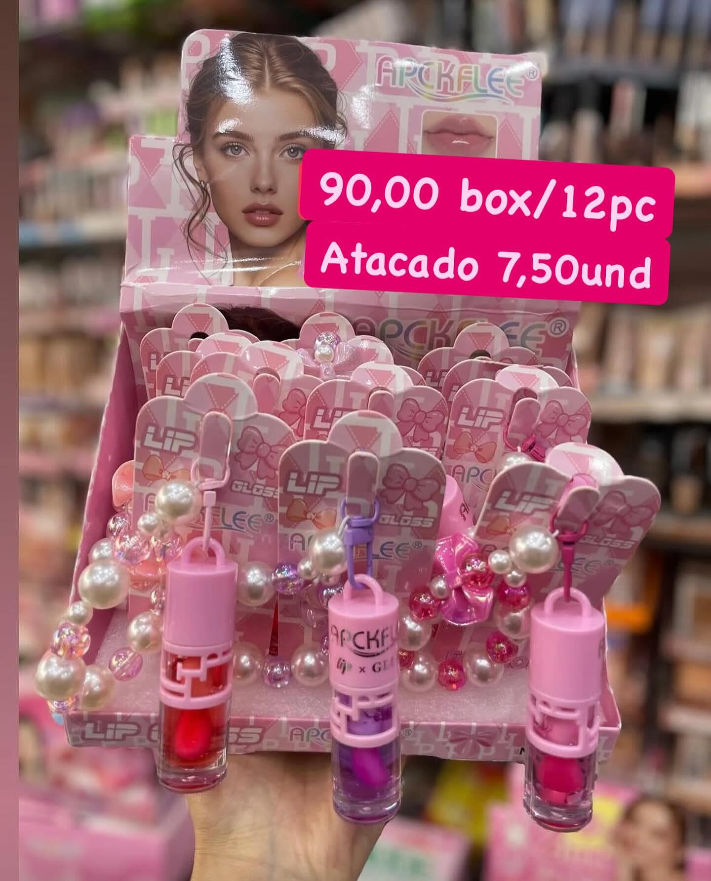 Lip Gloss com Chaveiro de Pérolas APCKFLEE