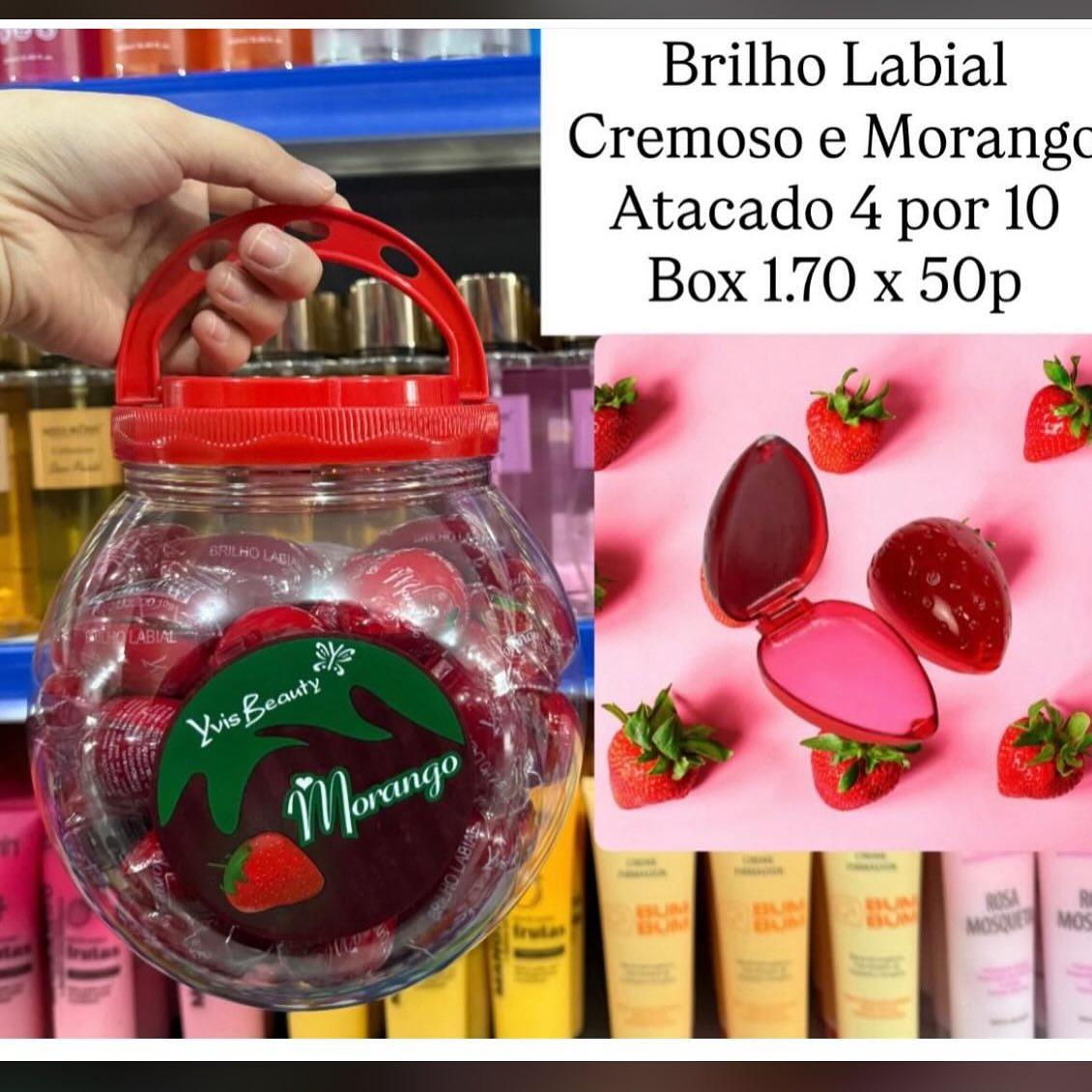 Brilho Labial Cremoso e Morango Yvis Beauty