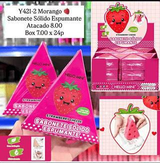 Sabonete Sólido Espumante Hello Mini Strawberry Cheese Y421-2