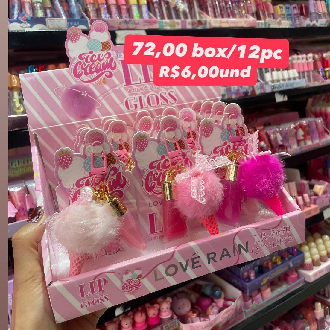 Gloss Labial Ice Cream Love Rain com Chaveiro LR-5680