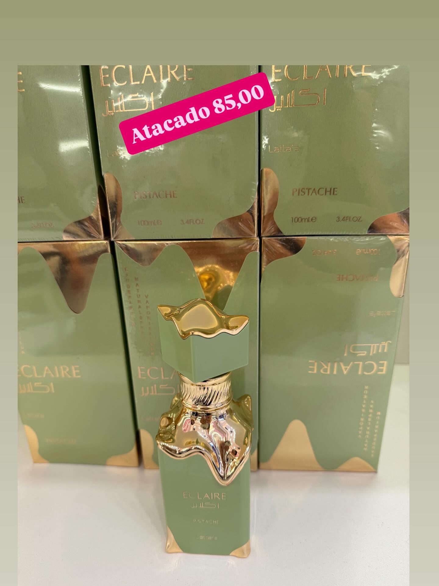 Perfume Eclaire Pistache Lattafa 100ml — apresentação verde