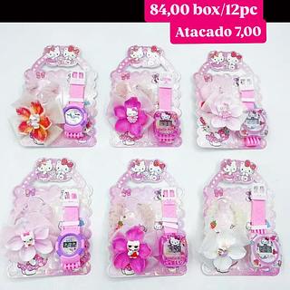 Relógio Infantil Hello Kitty com Pulseira Decorativa