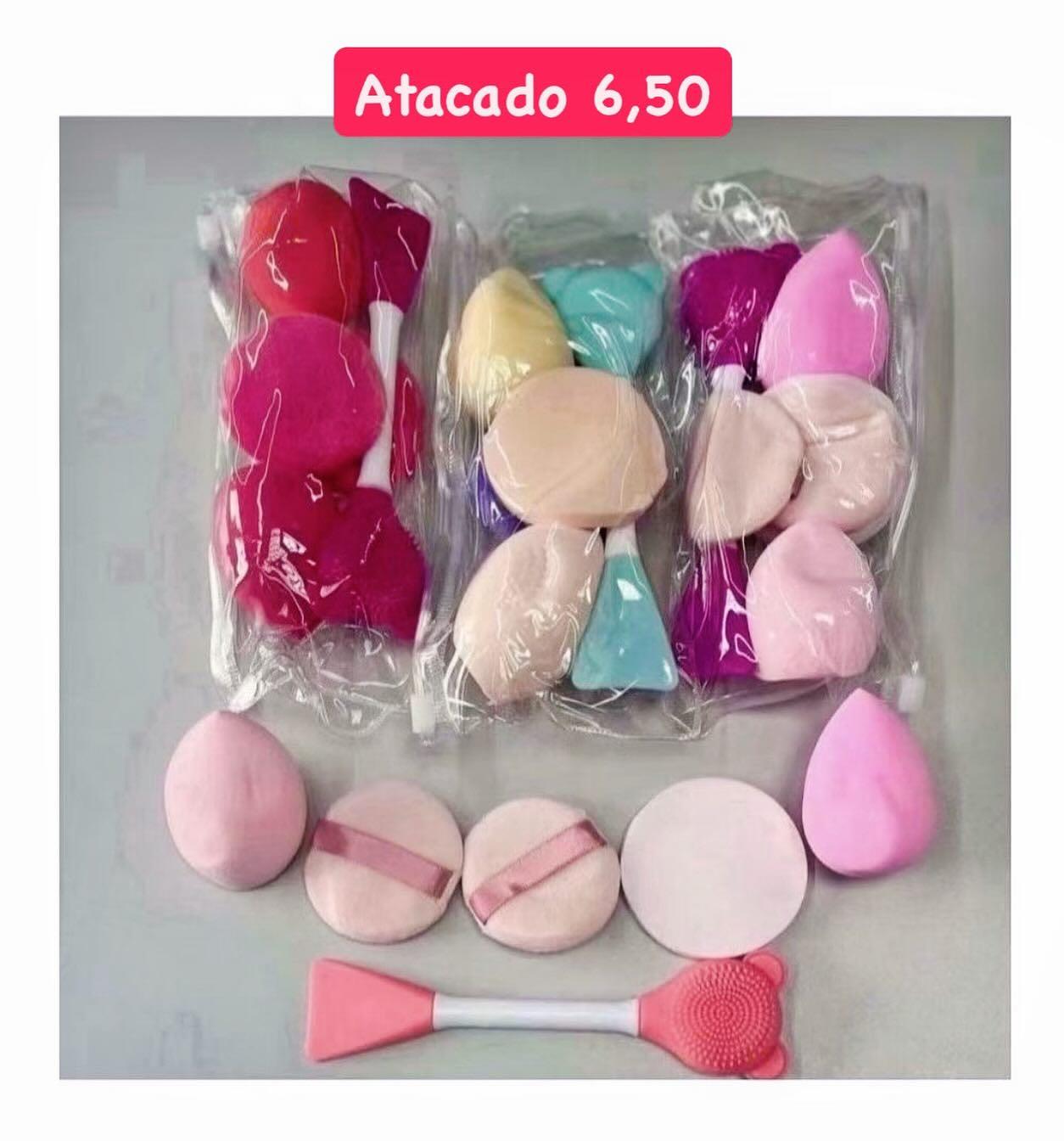 Kit de Esponjas e Pincel para Maquiagem