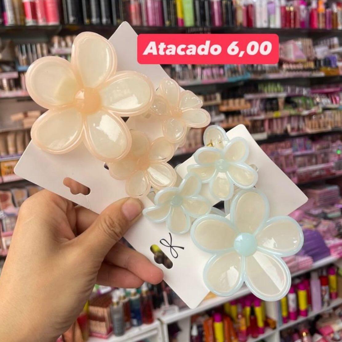 Presilhas de Cabelo Flor Translúcidas Azul e Creme