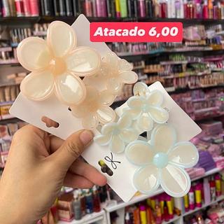 Presilhas de Cabelo Flor Translúcidas Azul e Creme