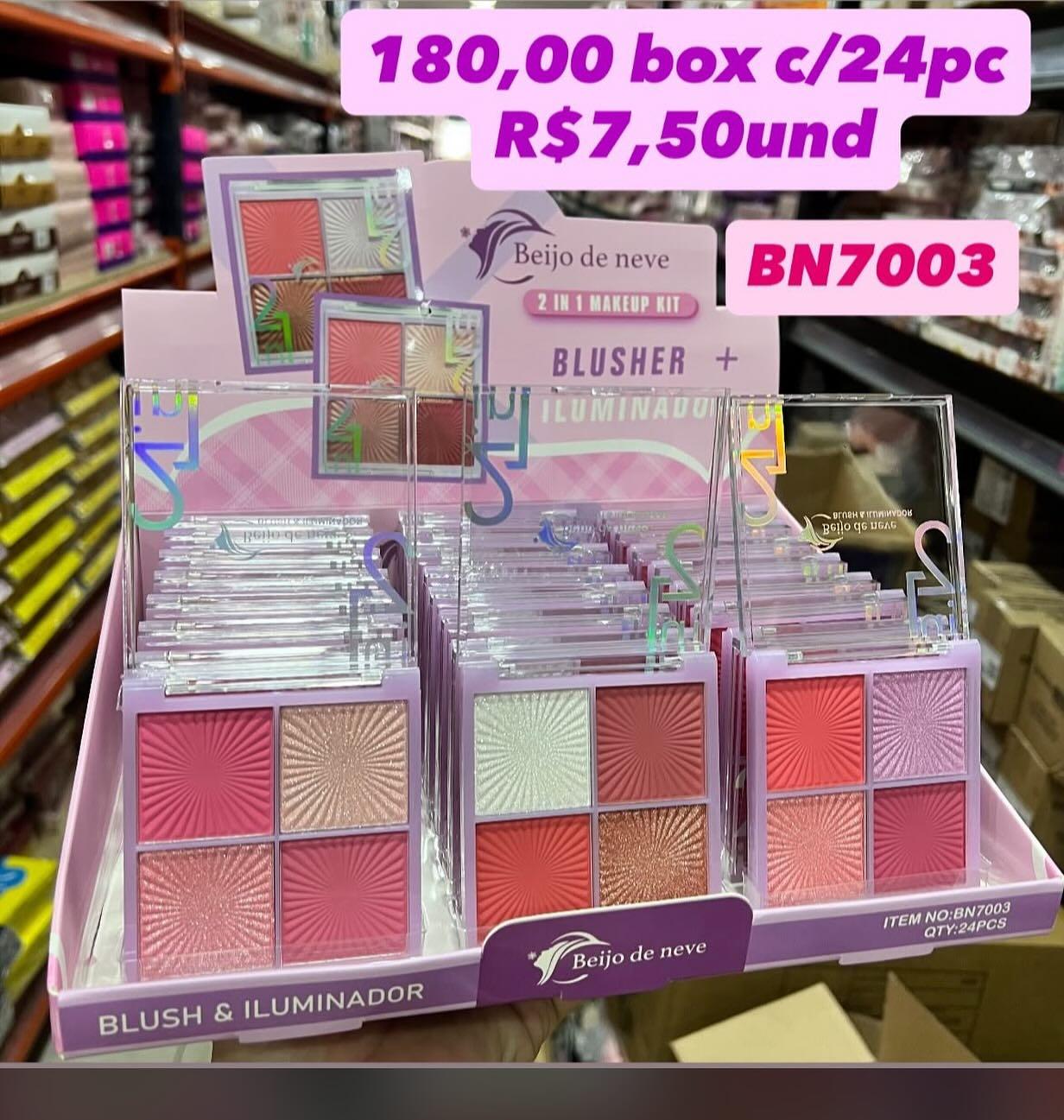 Paleta 2 em 1 Blush e Iluminador Beijo de Neve BN7003