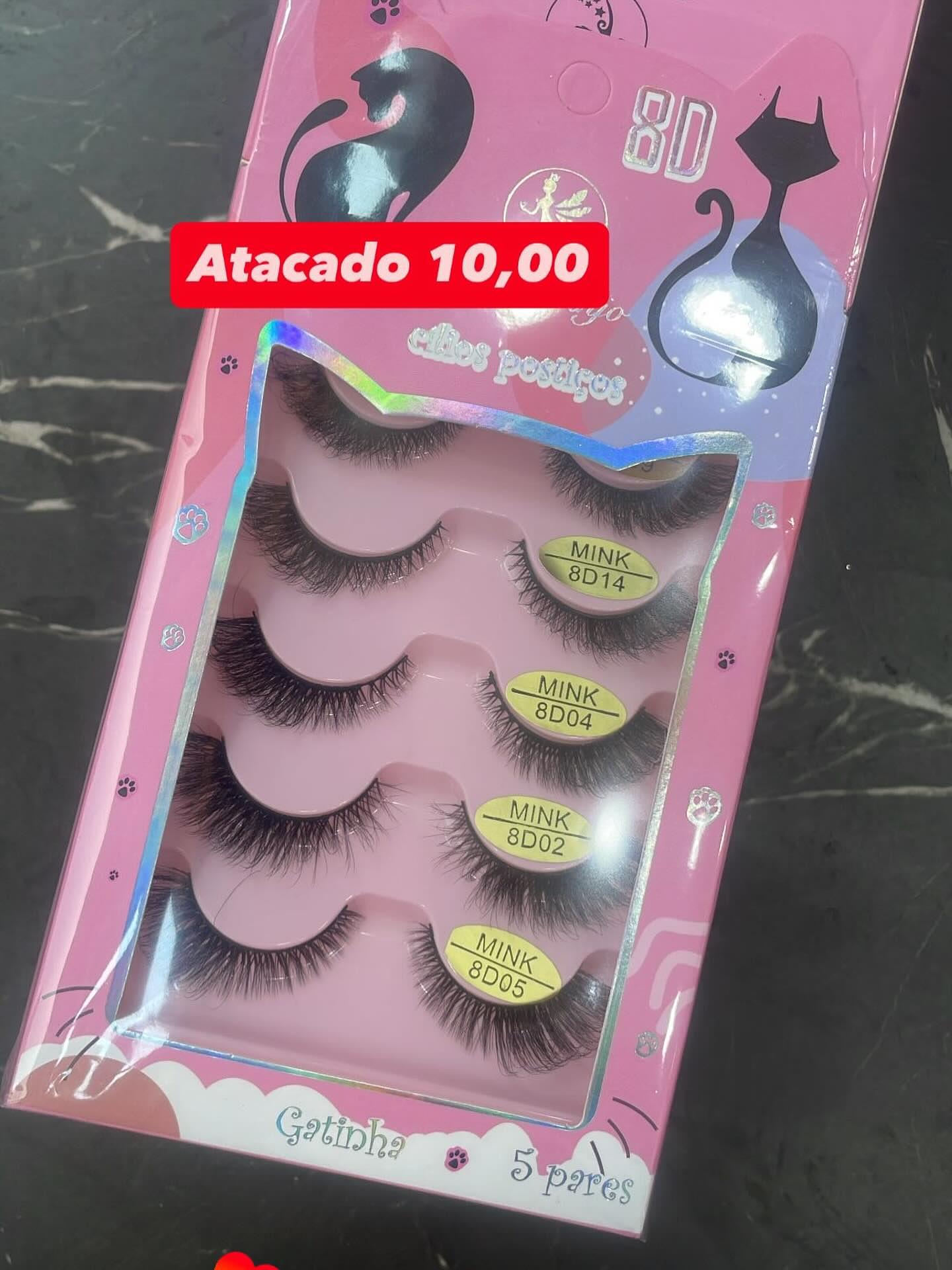 Cílios Postiços Gatinha 5 Pares (MINK 8D14/8D04/8D02/8D05)