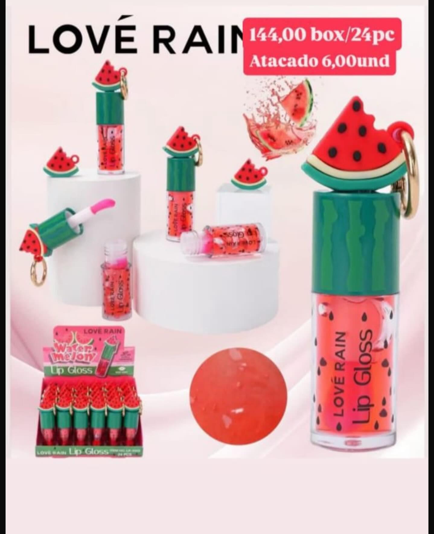 Lip Gloss Love Rain Melancia com Chaveiro