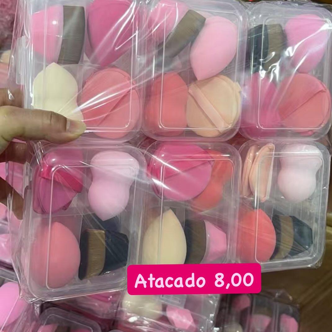 Kit de Esponjas e Pincel para Maquiagem