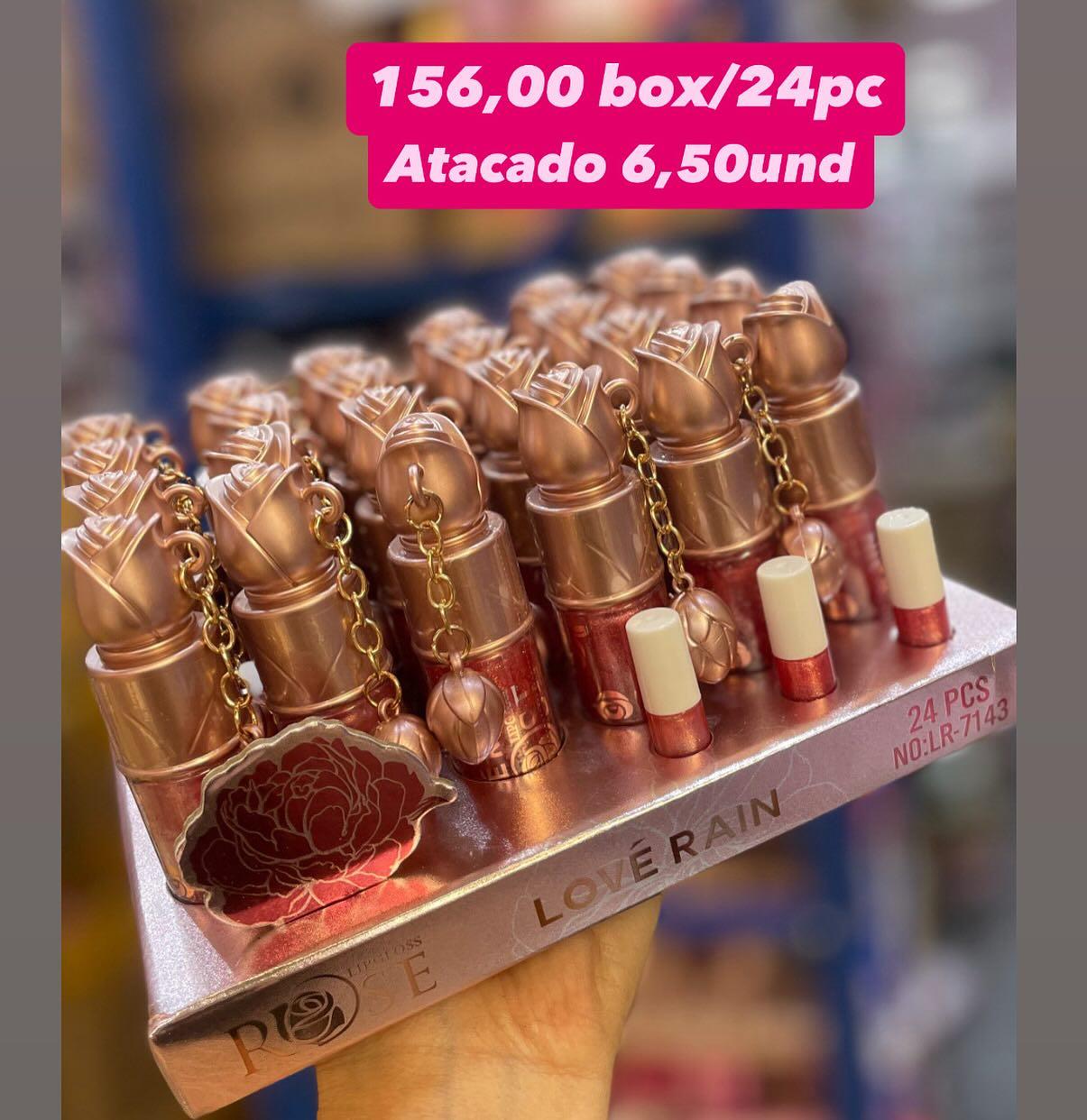 Lip Gloss Love Rain com Chaveiro de Rosa LR-7143