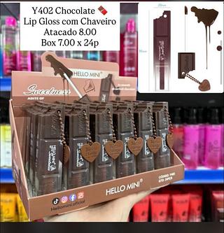 Lip Gloss Chocolate Hello Mini com Chaveiro Y402
