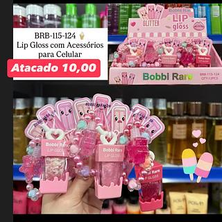 Gloss Labial Glitter Bobbi Rara com Acessórios para Celular BRB-115-124