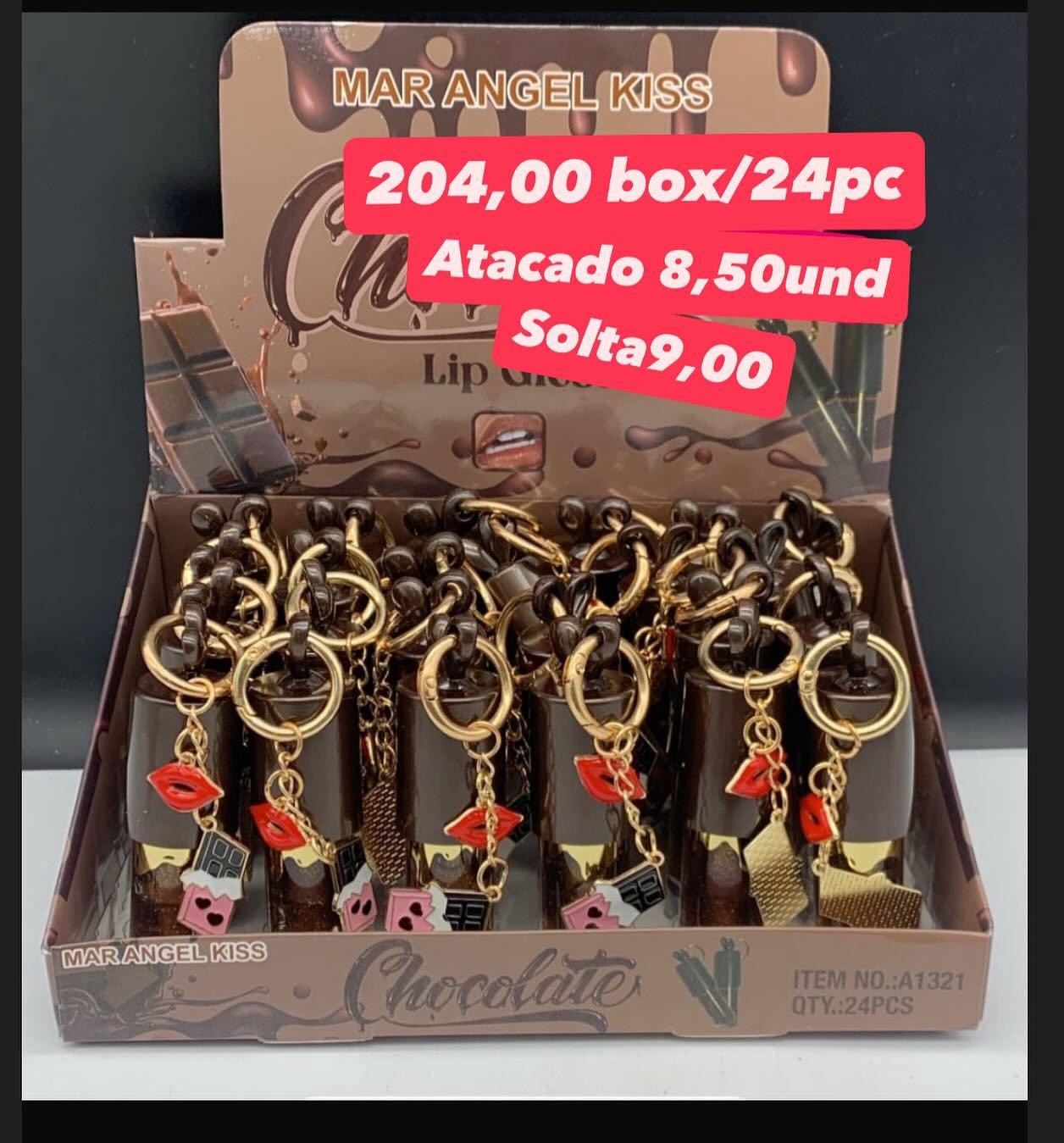 Chocolate Lip Gloss com Chaveiro Mar Angel Kiss A1321